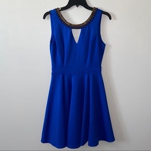 Blue Skater Dress with Embellishments